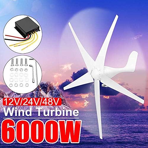 6000W Wind Power Turbines Generator 12/24/48V 3/5 Wind Blades Option with Charge Controller Fit for Home Camping Streetlight,3 Blades,12v