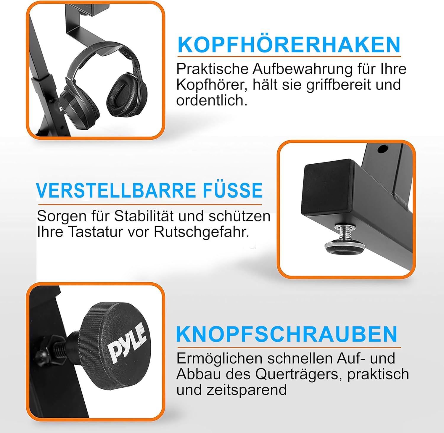 PYLE Heavy-Duty Multi-Functional Music Stand - Z Style & Portable, 2nd Tier, Height & with Adjustment, Digital Keyboard Stand, Rack Case w/Ergonomic Design, for Home Studio etc. - Pyle PKST2TZ , black