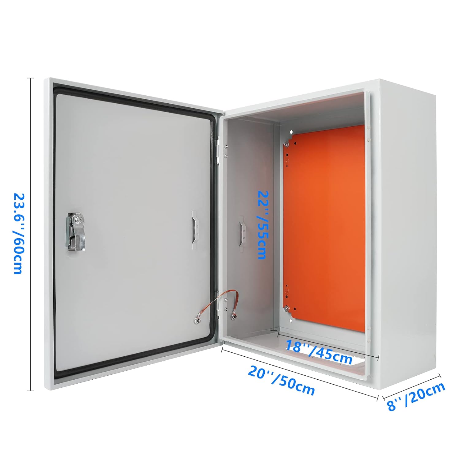 Cold Rolled Steel Electrical Box 23.6'' x 20'' x 8'' Indoor/Outdoor Thick Electrical Enclosure Box with Mounting Plate IP66 Weatherproof Anti-Rust and Anti-Corrosion (23.6'' x 20'' x 8'')