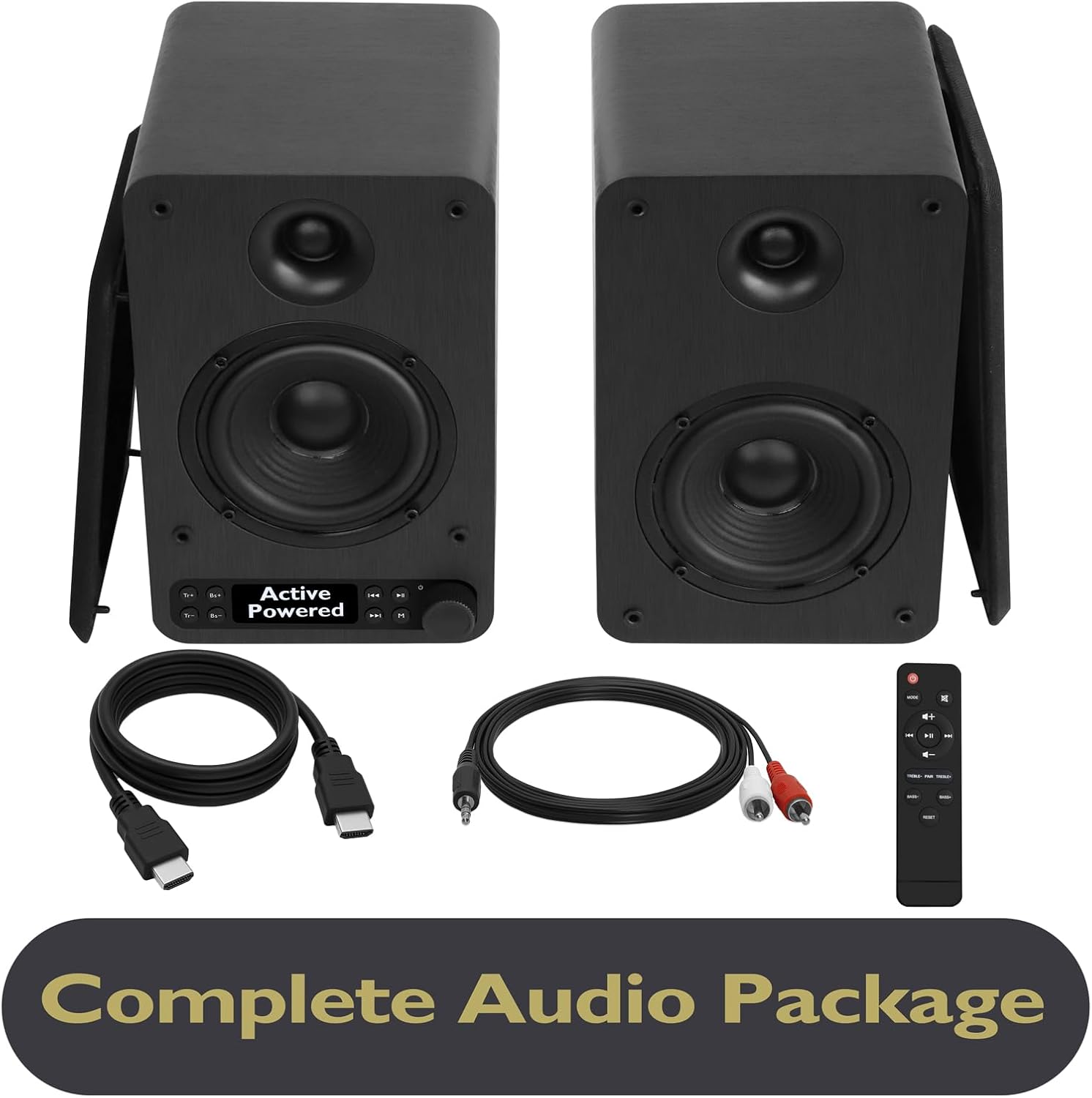 LEMEGA Active Bookshelf Speakers 40W RMS, Powered Stereo Speakers with 4