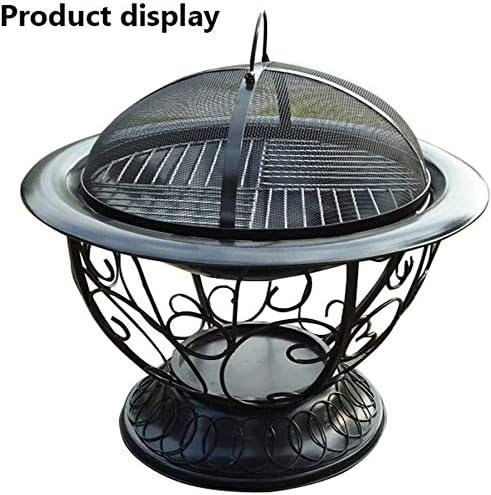 Outdoor Fire Large Bonfire Wood Burning Patio Coal Grill Firepit for Outside Grill Charcoal Smokeless Grill with Spark Screen Poker and Fireplace Cover Black