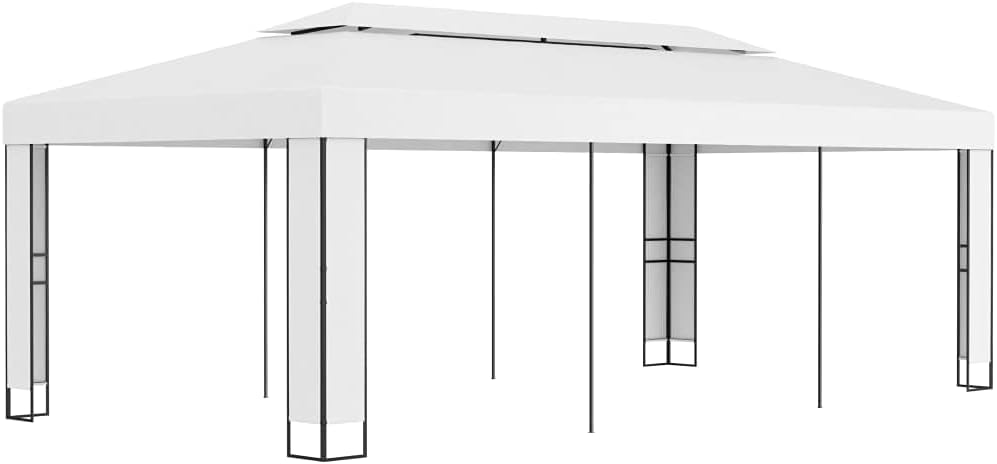 Gazebo with Double Roof 9.8'x19.6' White,Sturdy Outdoor Gazebo for Weddings, Parties, BBQs, and Sunshade Retreats Outdoor Living, Patio Furniture & Accessories