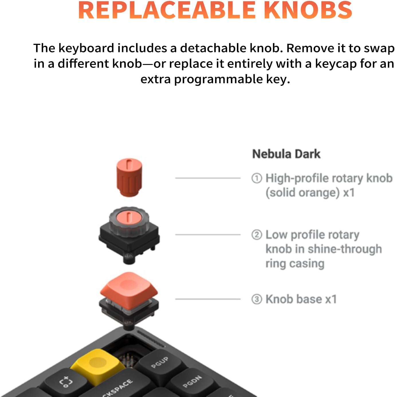 nuphy Air75 V3 Hot Swappable Wireless Mechanical Keyboard, 84 Keys 75% Custom Low Profile Keyboard with Knob, RGB Backlit, Gasket Mounted, Support Bluetooth/2.4GHz/USB-C,Black-Red Nano