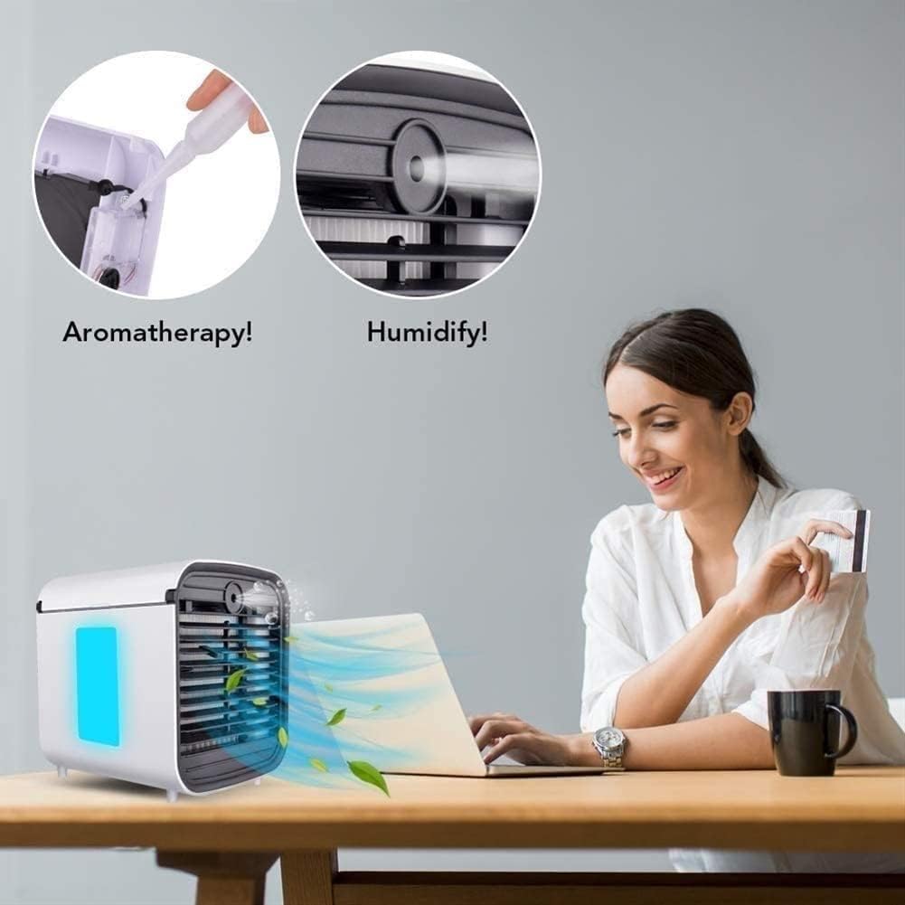 Portable Air Conditioner, Mini Desktop Air Cooler, Desktop Table Cooling Fan, USB Powered Small Evaporative Cooler for Home, Dorm, Camping, Office
