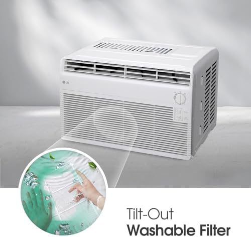 LG 5,000 BTU Window Air Conditioner, Cools 150 Sq.Ft. (10' x 15' Room Size), Quiet Operation, 2 Cooling & Fan Speeds, 2-Way Air Deflection, Washable Filter, 115V