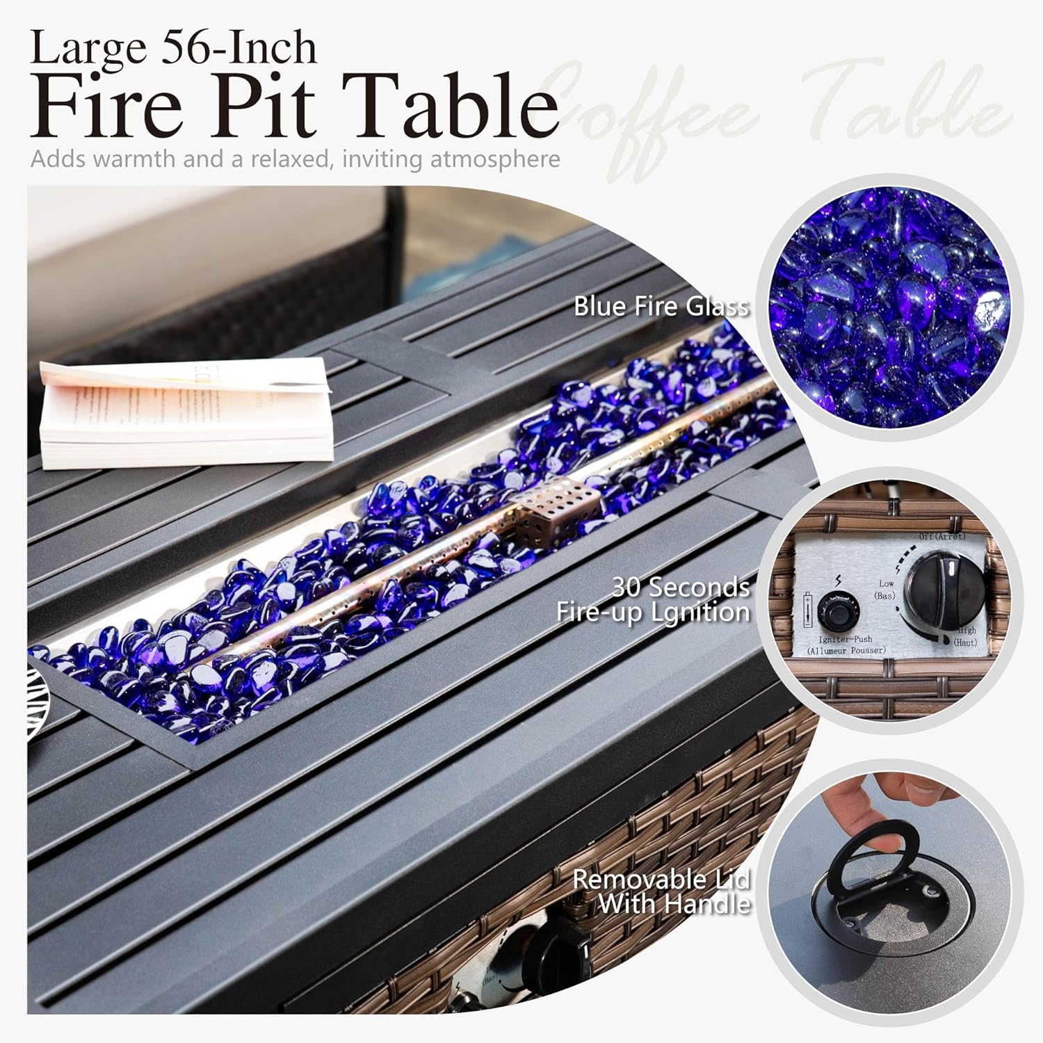 Sophia & William Patio Furniture Set with Fire Pit Table, 4 PCS Metal Outdoor Conversation Set with Fire Pit Table, 2 Swivel Chairs,3-Seater Couch for Outdoor Seating, Backyard, Porch(Red)