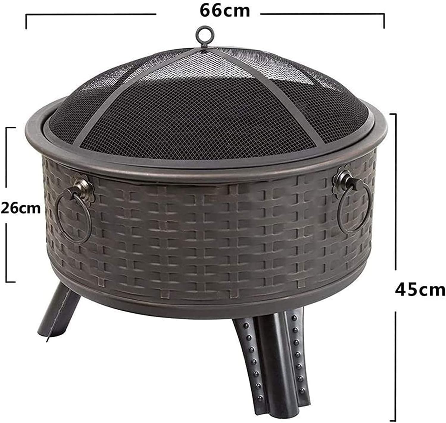 Outdoor Fire Pit, Wood Burning Fire Pit with Spark Screen, Steel Fire Pit, Fire Pits for Outside, Bonfire, Party, BBQ, Patio & Garden