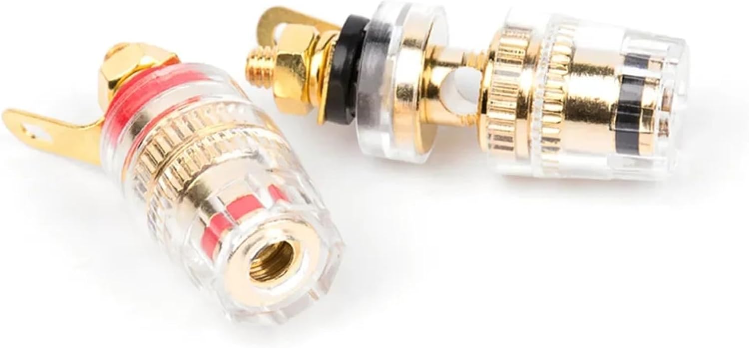 2PCS Audio Connector Terminals Banana Socket 4mm Binding Post Terminal Brass Gold Plated for Speaker Amplifier Acoustic(20PCS,Red-01)