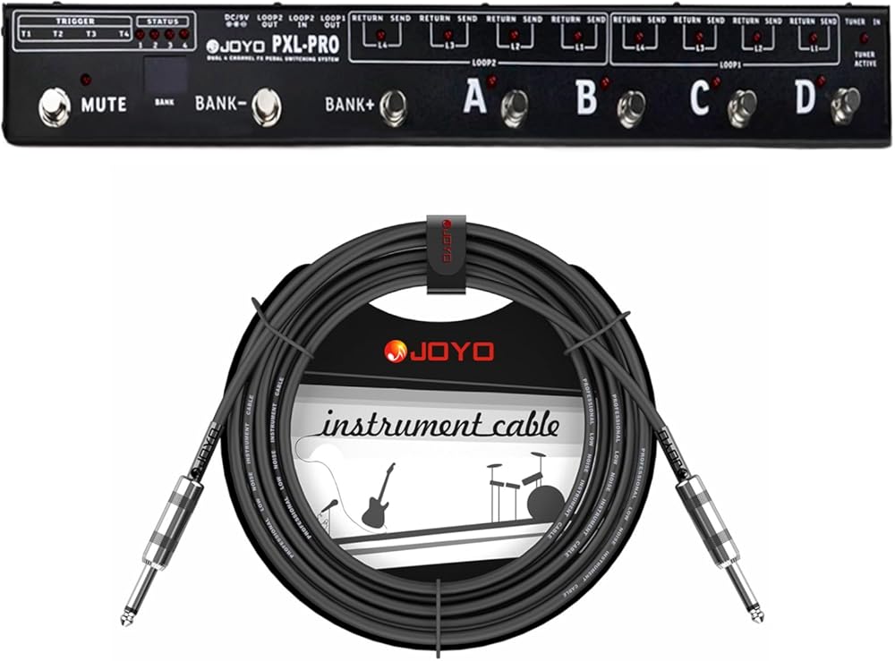JOYO PXL-PRO Foot Pedal Controller Bundle with CM-04 Musical Instrument Mono Audio Cable 15 Feet