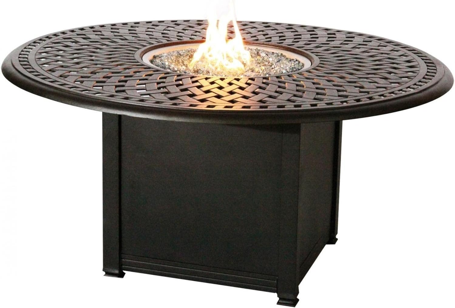 Signature 60 Inch Propane Fire Pit Dining Table by Darlee - Antique Bronze
