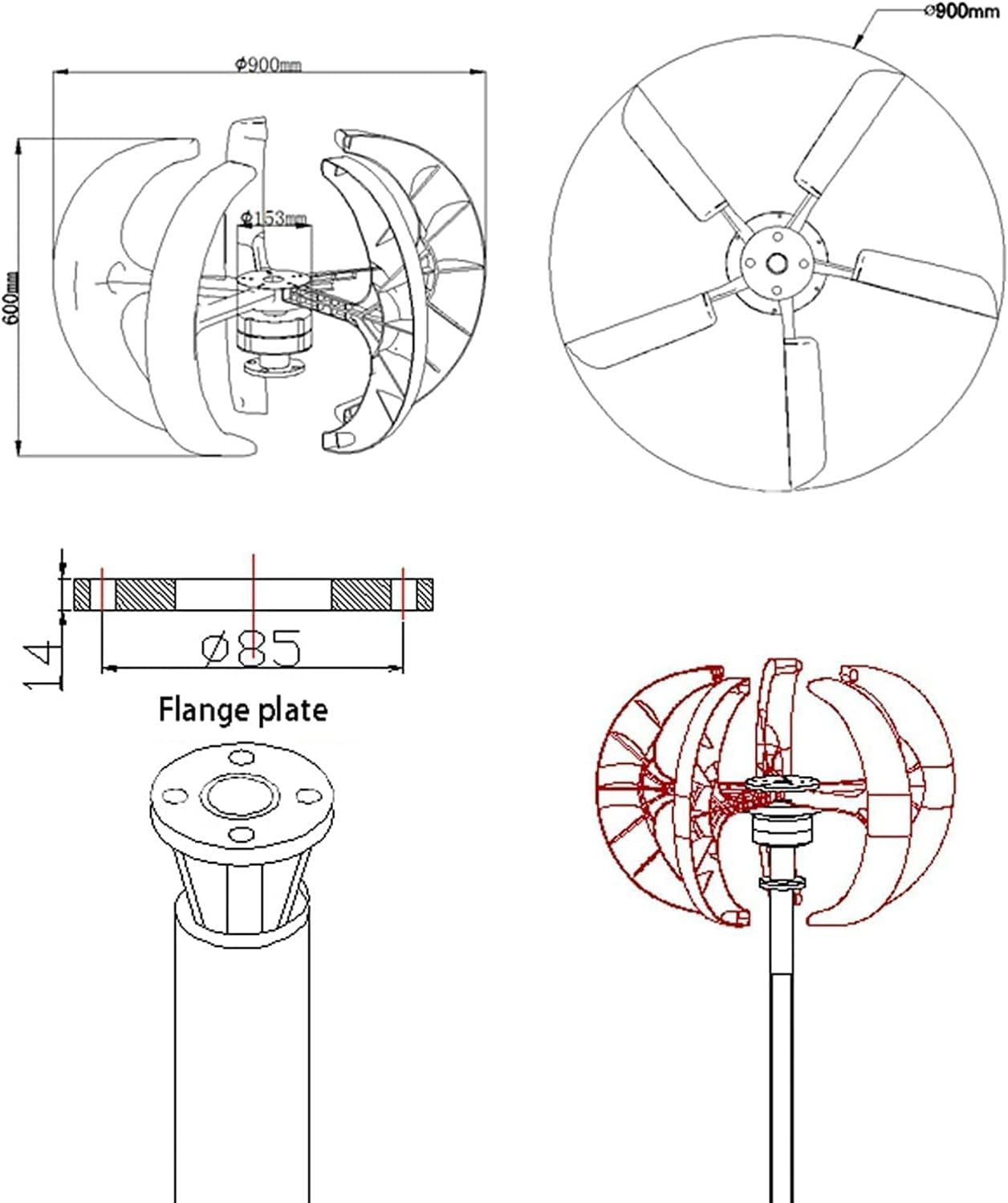 Wind Turbine 9000W 4 Blade Wind Vertical Double-Layer Axis Generator Generator Wind Turbine Kit
