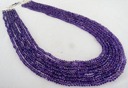 7 Line Natural AMETHYST FACETTED Round BEADS Necklace 22 INCHES 5 MM TO 3MM