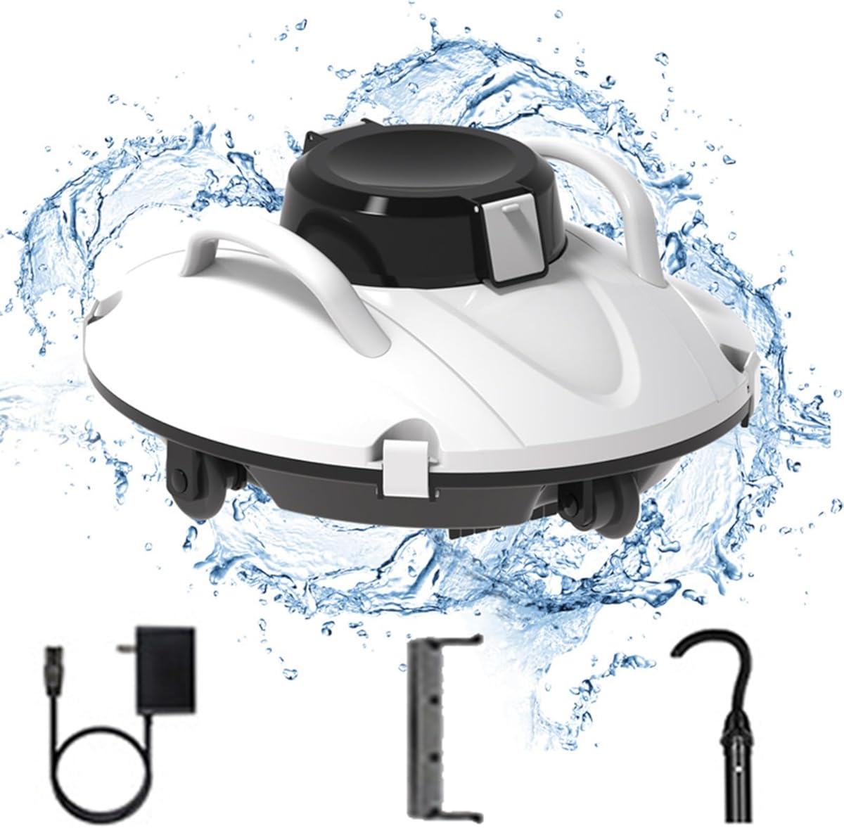 Cordless Robotic Pool Cleaner with 2 Motors, Fine Filter and Support Self Parking, Rechargeable Automatic Pool Cleaner for Above In Ground Flat Pools