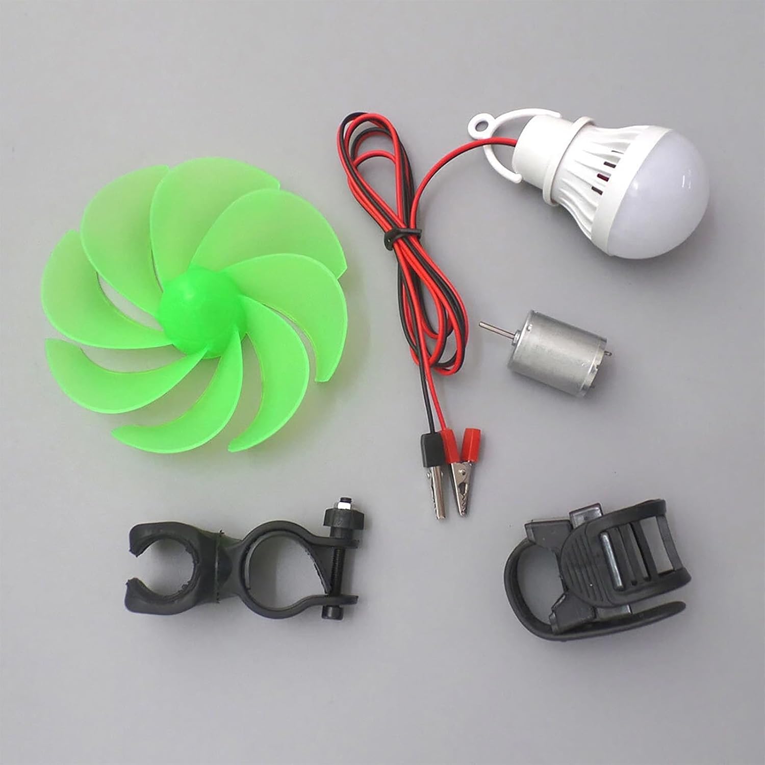Mini Wind Turbine Motor Blade W/Bulb DIY Kit Power Alternative Energy Generator(2pcs)