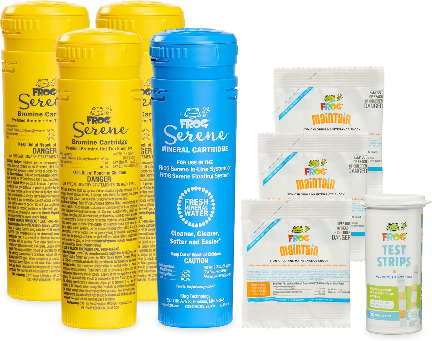 FROG Serene Replacement Mineral and Bromine Cartridge Kit for use with Hot Tub FROG Serene Floating Sanitizing System - Prefilled for Quick & Easy Hot Tub Maintenance - 3 Month Bundle+