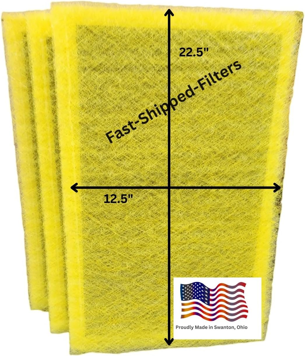 Fast-Shipped-Filters 3 Pack 14x25 Replacement Filter Pads Compatible with MicroPower Guard One Hour Air Cleaner Refill Yellow