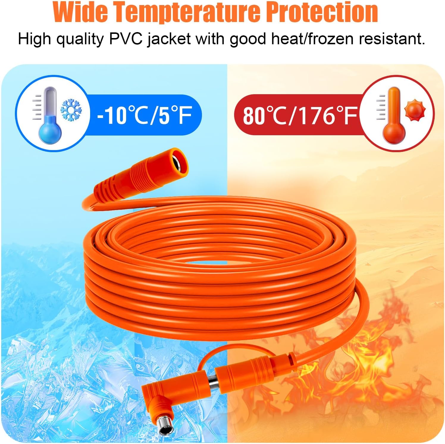 14 AWG Solar Extension Cable 100FT for Jackery, 8mm DC7909 Solar Panel Cable Cord Female to Male with DC8020 Male Adapter for GZ Yeti, Aker, Jackery Portable Power Station