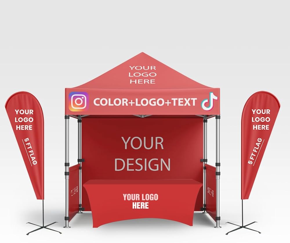 10x10 Custom Canopy Tent – Pop-Up Outdoor & Trade Show Tent | Personalized with Branding, Logos & Messaging (Option-J)