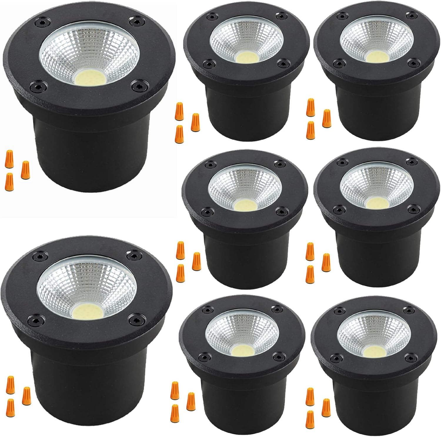 In Ground Lights Outdoor Lighting,IP65 Waterproof Well Light 120V 110V,7W 700lm,3CCT Selectable LED Landscape Lighting Wired for Garden Yard,Pathway,Driveway,Deck,Pack of 8