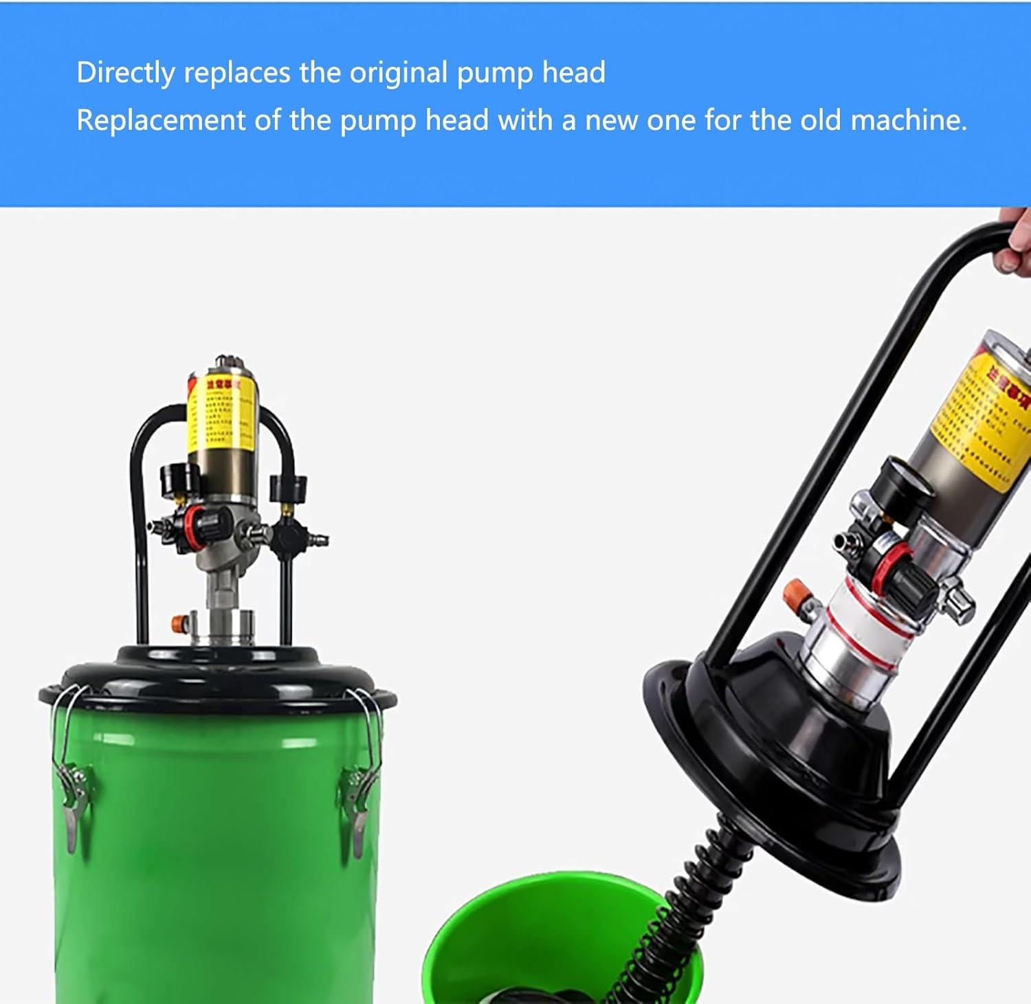 Pressure ratio of 50:1, Pneumatic grease pump with a discharge capacity of 0.85L/min,suitable for 5-gallon drums, for automotive, machine tool and industrial lubrication.(Pole length 94cm/37in)