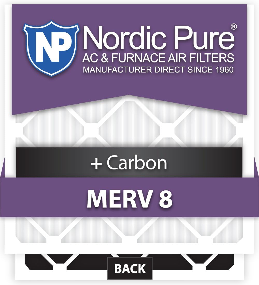 Nordic Pure 16x36x1ExactCustomM8+C-6 MERV 8 + Carbon AC Furnace Filters, 16 x 36 x 3/4 (16 x 36 x 0.75), 6 Piece