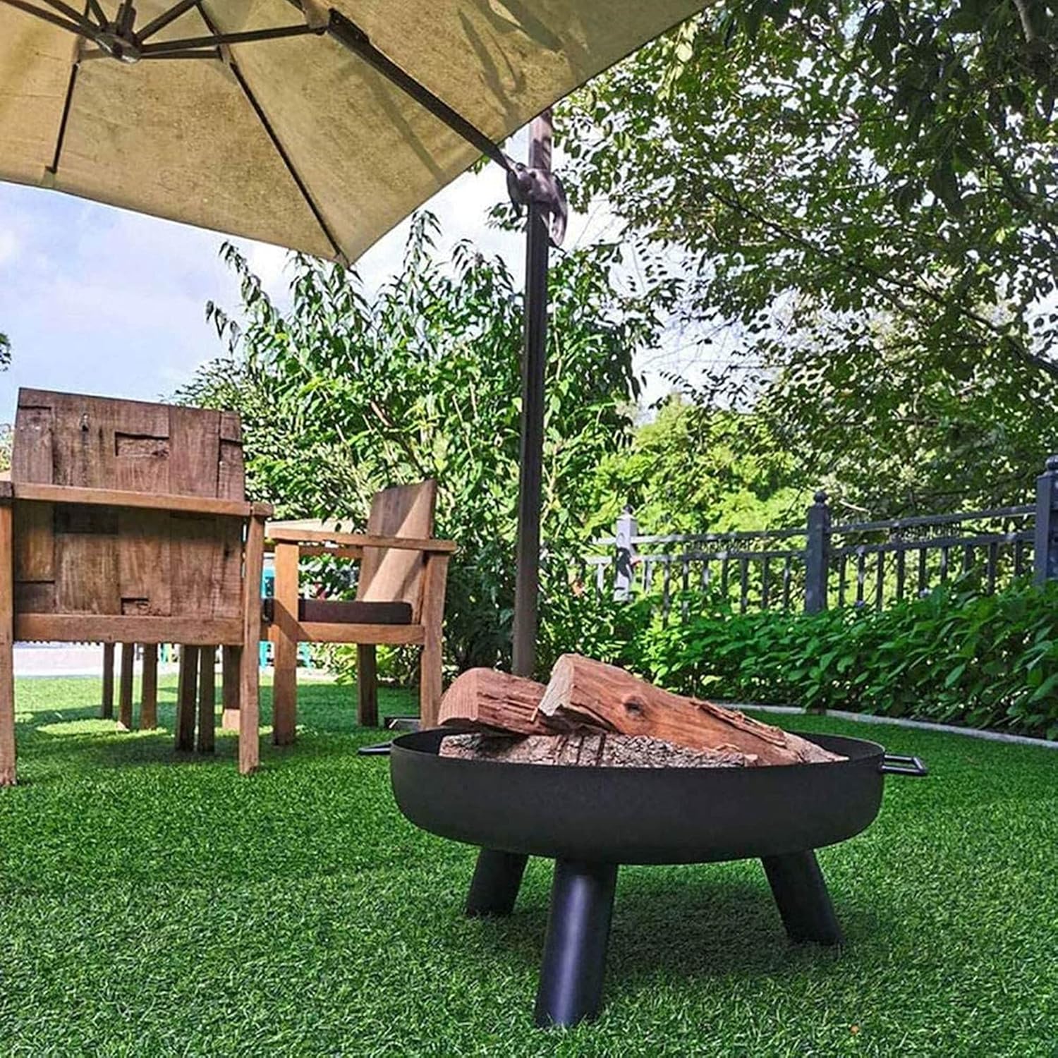 Outdoor Fire Pit Bowl, Wood Burning Firepit, DIY Round Metal Heating Basin, Charcoal BBQ Grill for Backyard,Garden,Patio, Bonfire