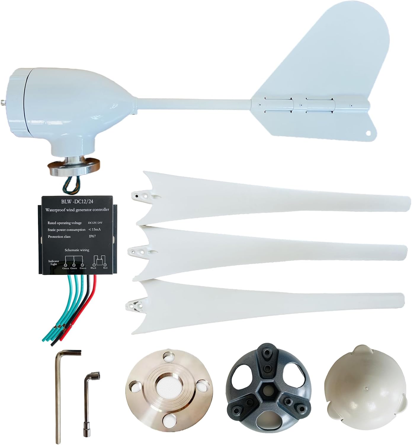 2000W Vertical Axis Maglev Wind Turbine,12V-220V Free Energy Household Wind Turbine Low Speed Low Noise with Battery(with MPPT/Charge Controller)