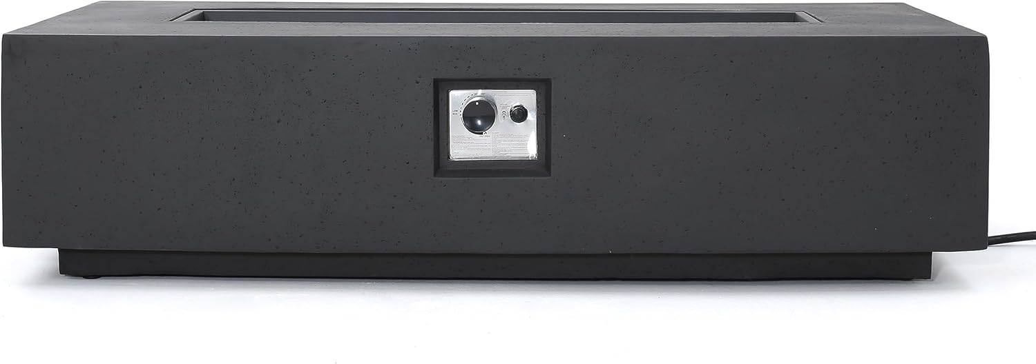 Christopher Knight Home Outdoor Lightweight Concrete 50,000 BTU Rectangular Fire Pit with Tank Holder, Dark Gray