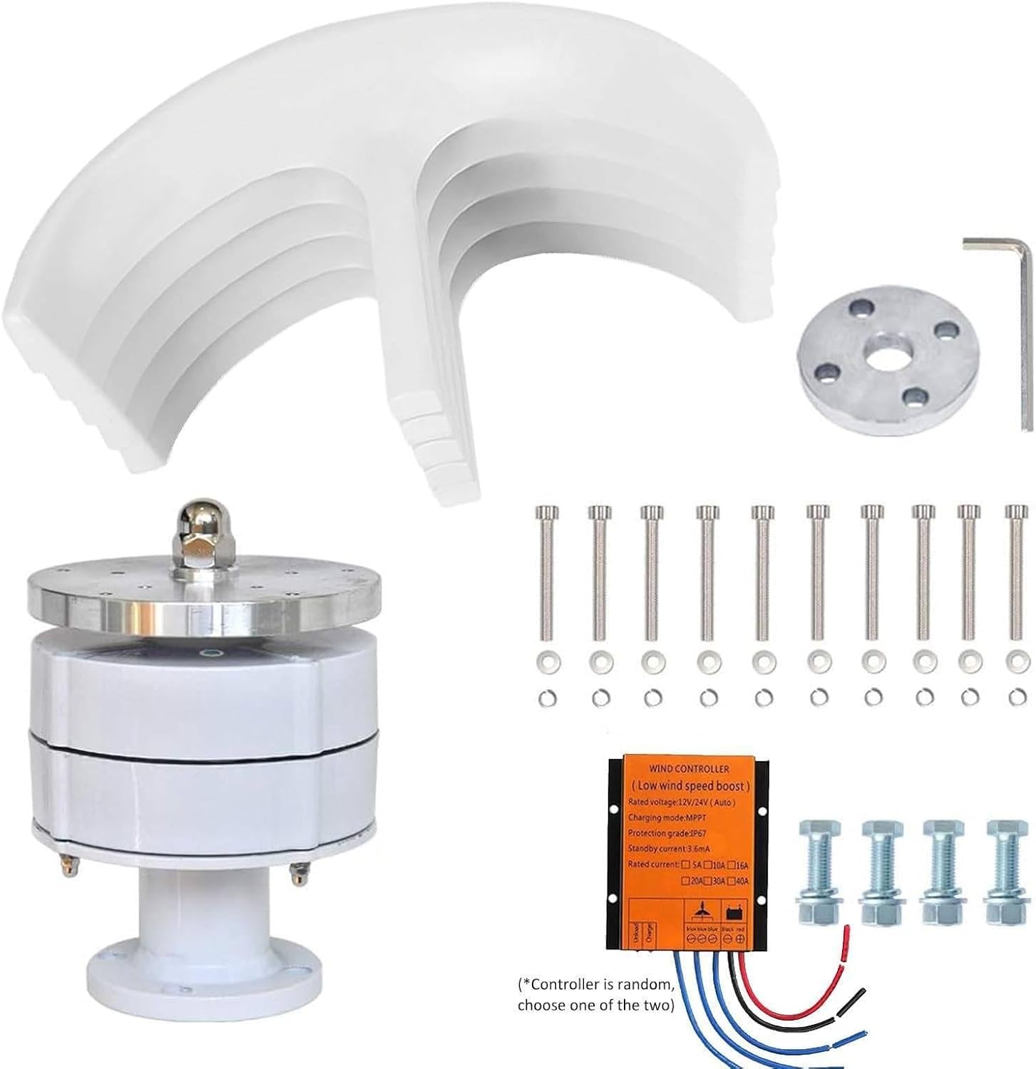 500W Vertical Wind Turbine Generator Kit,12V/24V Wind Turbine,5 Blades Windmill,for Home, Factory, Street Lighting,12V