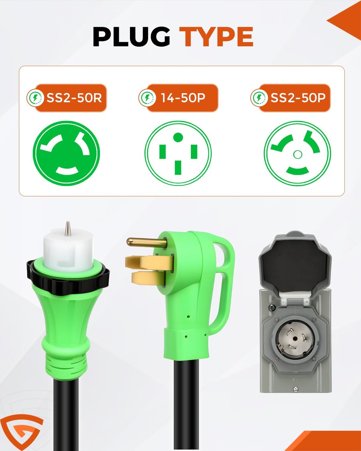 50Amp Generator Cord & Power Inlet Box Kit – 50 Ft Heavy-Duty Twist Lock Extension Cord, NEMA 14-50P to SS2-50R, UL Listed, Waterproof Perfect for Home, RV, Outdoor, and Backup Generator Connection