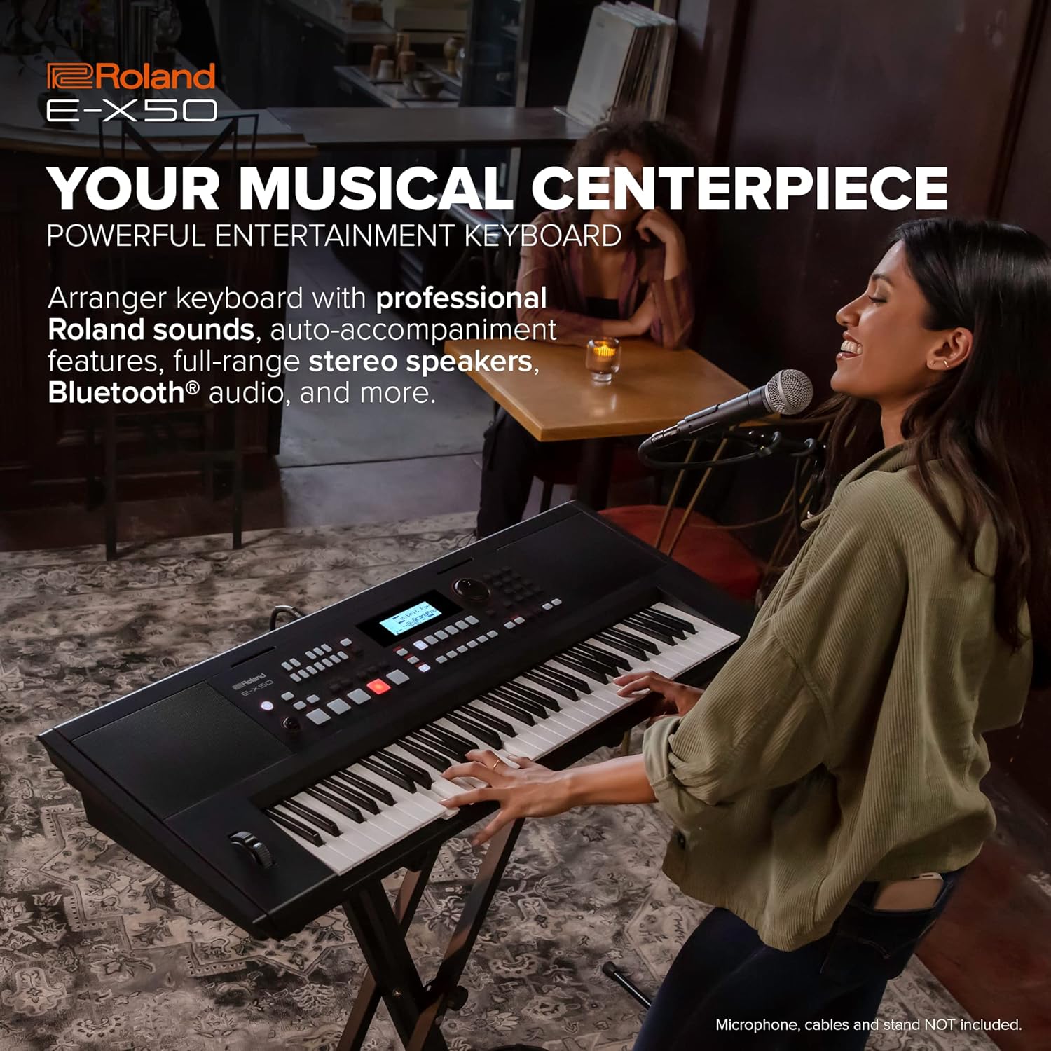 Roland E-X50 Electronic Arranger Keyboard – Easy-to-use | Stereo Speakers | Bluetooth | Professional Roland Sounds | Mic Input | Auto-accompaniment Function