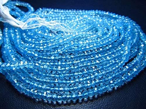 13 inch natural beads strand of 3.5mm faceted rondelle sky blue topaz gemstone beads for DIY jewelry - necklace, bracelet, earring, ring.