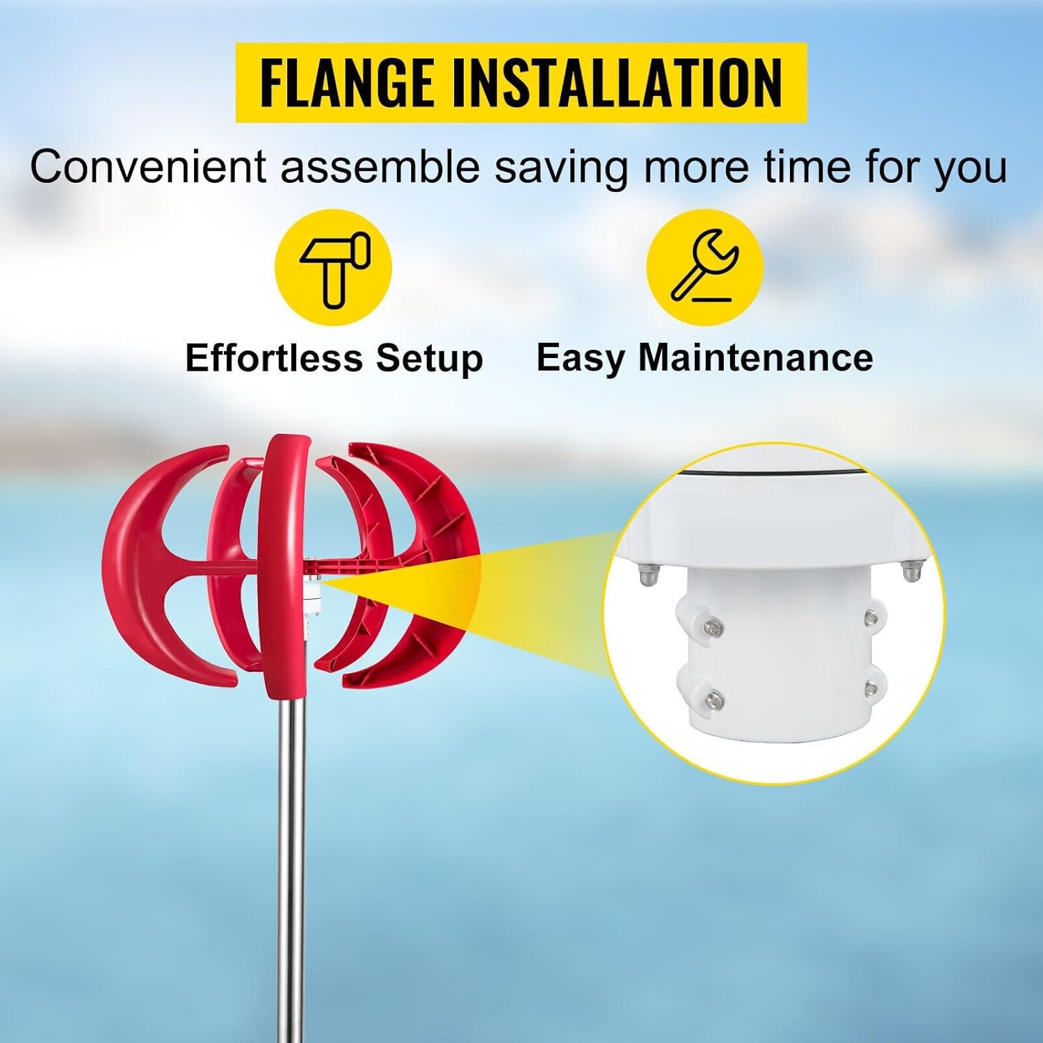 2000W Wind Turbine 12v/24v Vertical Axis Wind Turbine with MPPT Controller, Lantern Windmill, Free Solar Garden Light with USB Interface (Color : 12V, Size : 2KW)