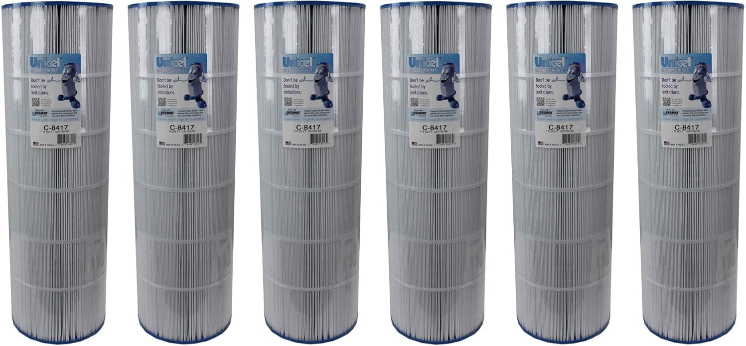 Unicel C-8417 175 Square Foot Media Replacement Pool Filter Cartridge with 202 Pleats, Compatible with Hayward Pool Products and Waterway (6 Pack)