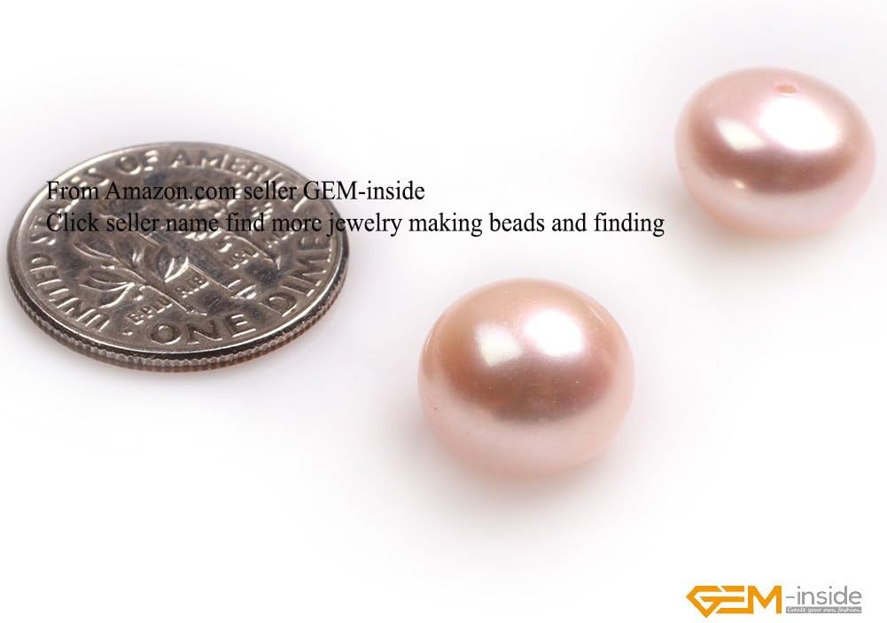 GEM-Inside 11mm Size 16 Pairs Pink Rose Pearls Half Drilling Drill Freshwater Pearls Loose Beads Handmade Beads for Jewelry Making Stud Earring Jewelry Beading Supplies for Women