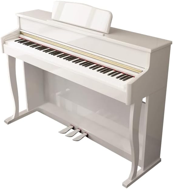 LANDTOM Upright 88-Key Hammer MIDI Home Electric Piano Grand Piano Sound Quality for Professional Performance Examination Without Bench (White)