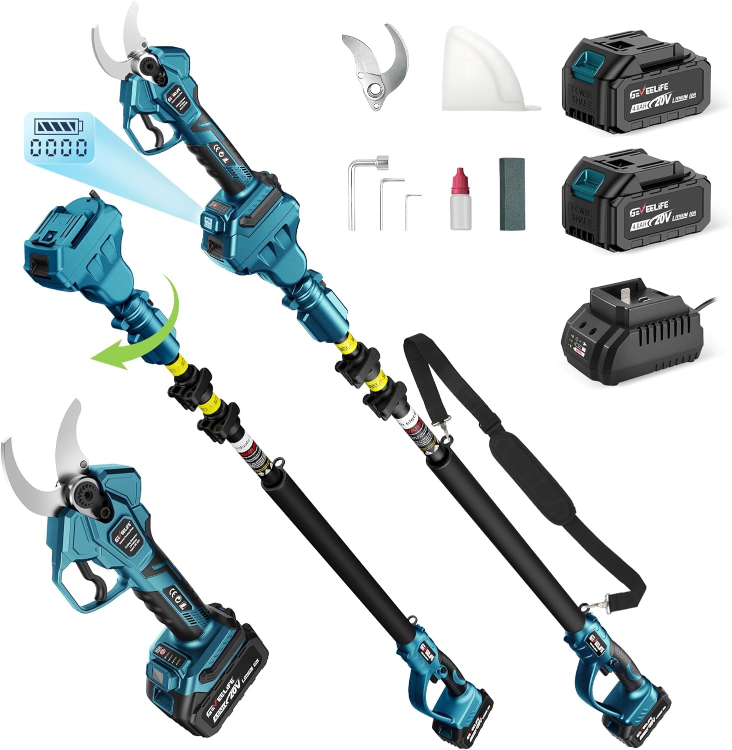 GEVEELIFE 2-in-1 Electric Pruning Shears Cordless, 1.6