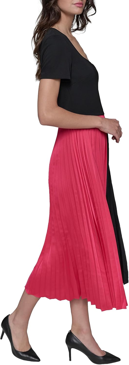 KARL LAGERFELD Womens Colorblock Sleeveless Fun Midi Dress