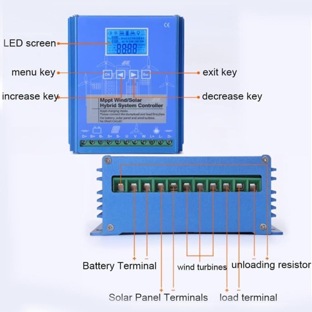 48v,HYZHANHONG 3000W-6000W Hybrid MPPT Wind and Solar Controller, Charging Regulator with MPPT Boost Charge Regulator,12V 24V 48V