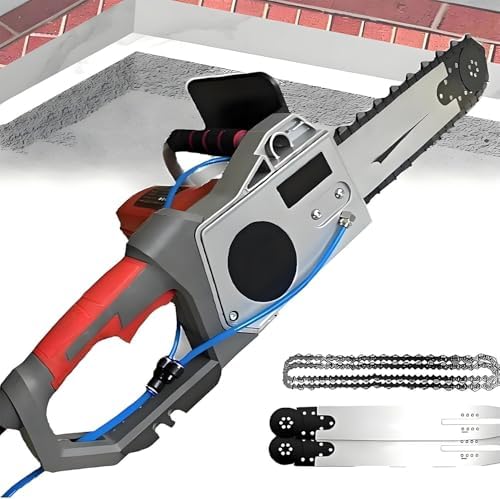 Powerful Handheld Brushless Chainsaw - 5800W Electric Concrete Cutter with Diamond Chain & Water Fed Dust Suppression for Granite & Reinforced Concrete Cutting