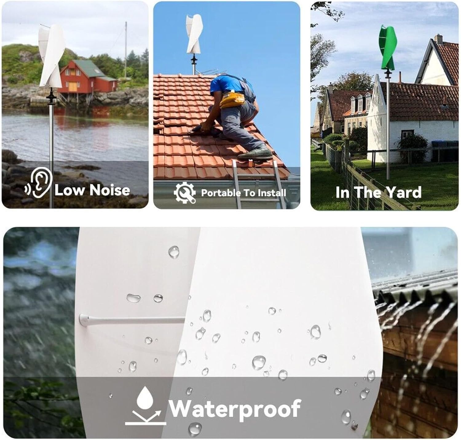 5kw 12v/24V/48v Wind Turbine Generator Kit with Hybrid MPPT Charge Controller Off Grid System Low Wind Speed Noiseless Maglev Generator (Color : Green, Size : 12V)