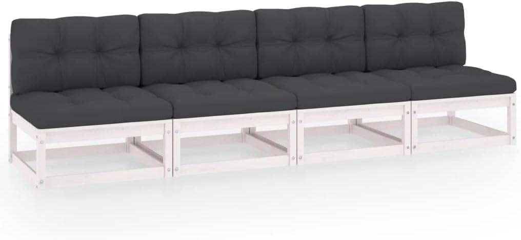 4-Seater Patio Sofa with Cushions Solid Wood Pine,4Seater Outdoor Sofa: Rustic Pinewood Patio Seat with Comfortable Cushions Patio Furniture & Accessories, Outdoor Seating