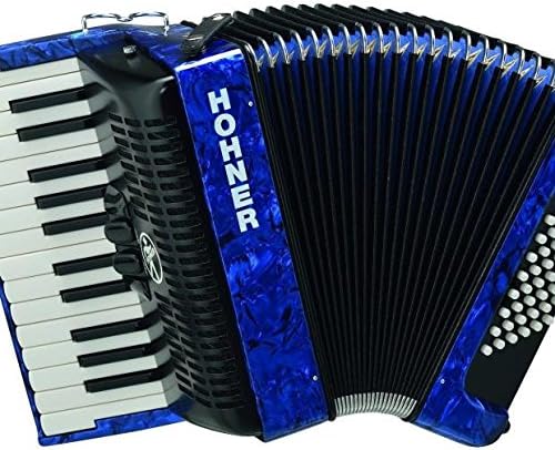 Hohner Piano Accordion Bravo II 48, Pearl Dark Blue, with Gig Bag & Straps