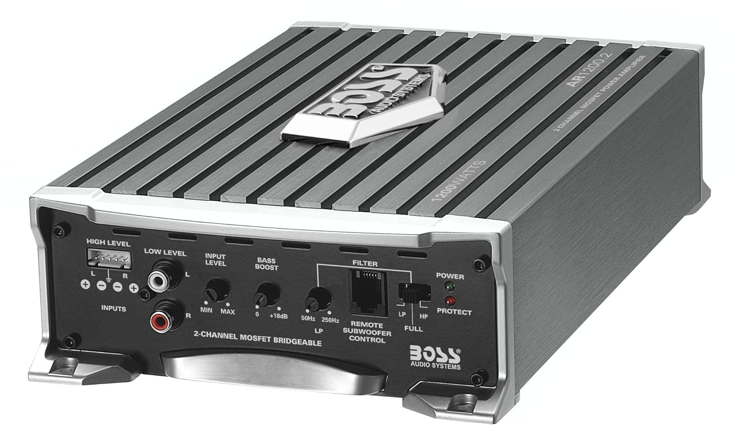 BOSS Audio Systems AR1200.2 2 Channel Car Amplifier - 1200 Watts, Full Range, Class AB, 2-4 Ohm Stable, Mosfet Power Supply, Bridgeable, Black, 1200 WATTS