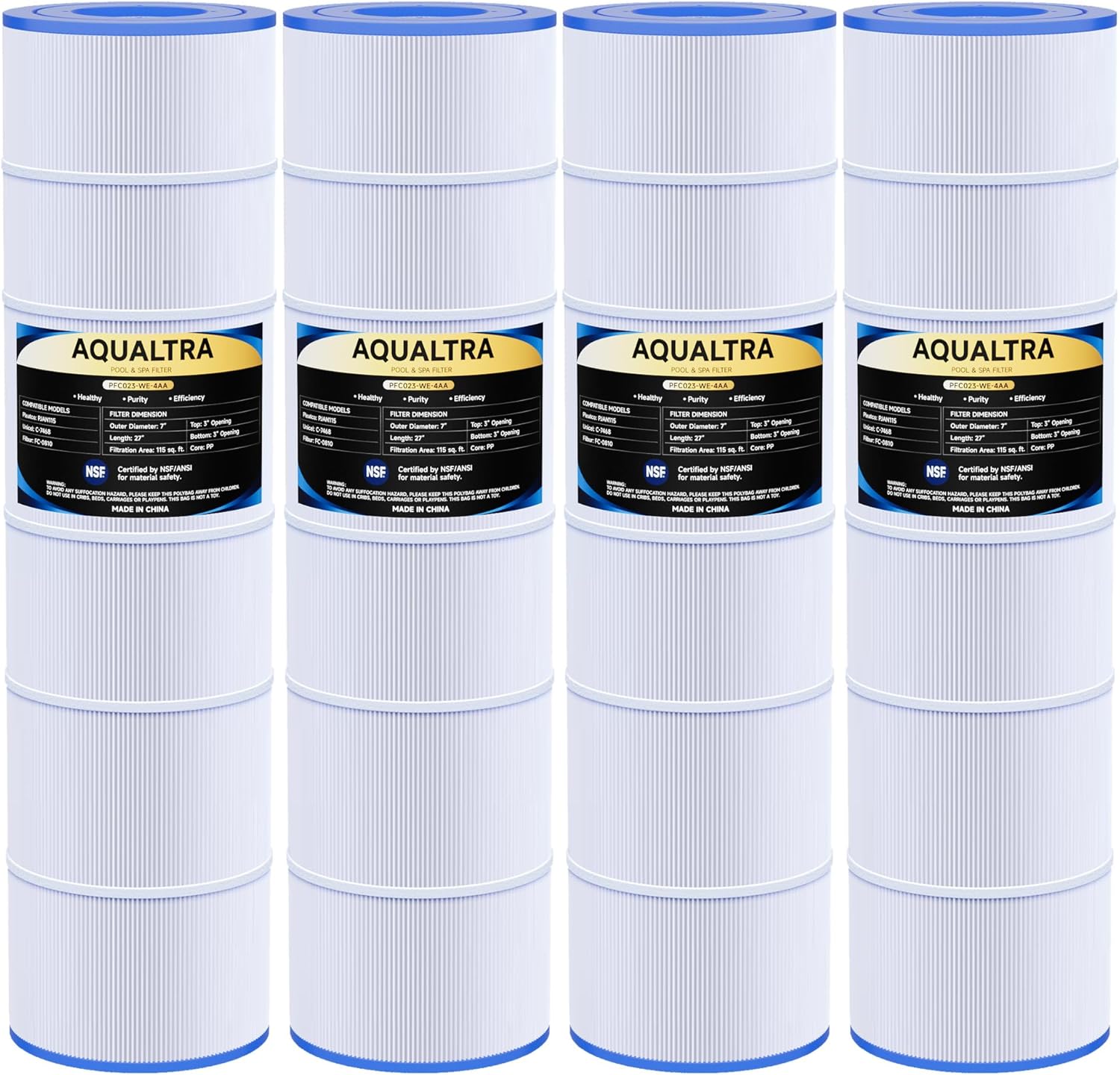 AQUALTRA Pool Filter Cartridges Compatible with PJAN115, CL460, CV460, C-7468, FC-0810, FC-6410, Ultral-A9, A0558000, R0554600, 115 sq. ft. Pool Filter, 27