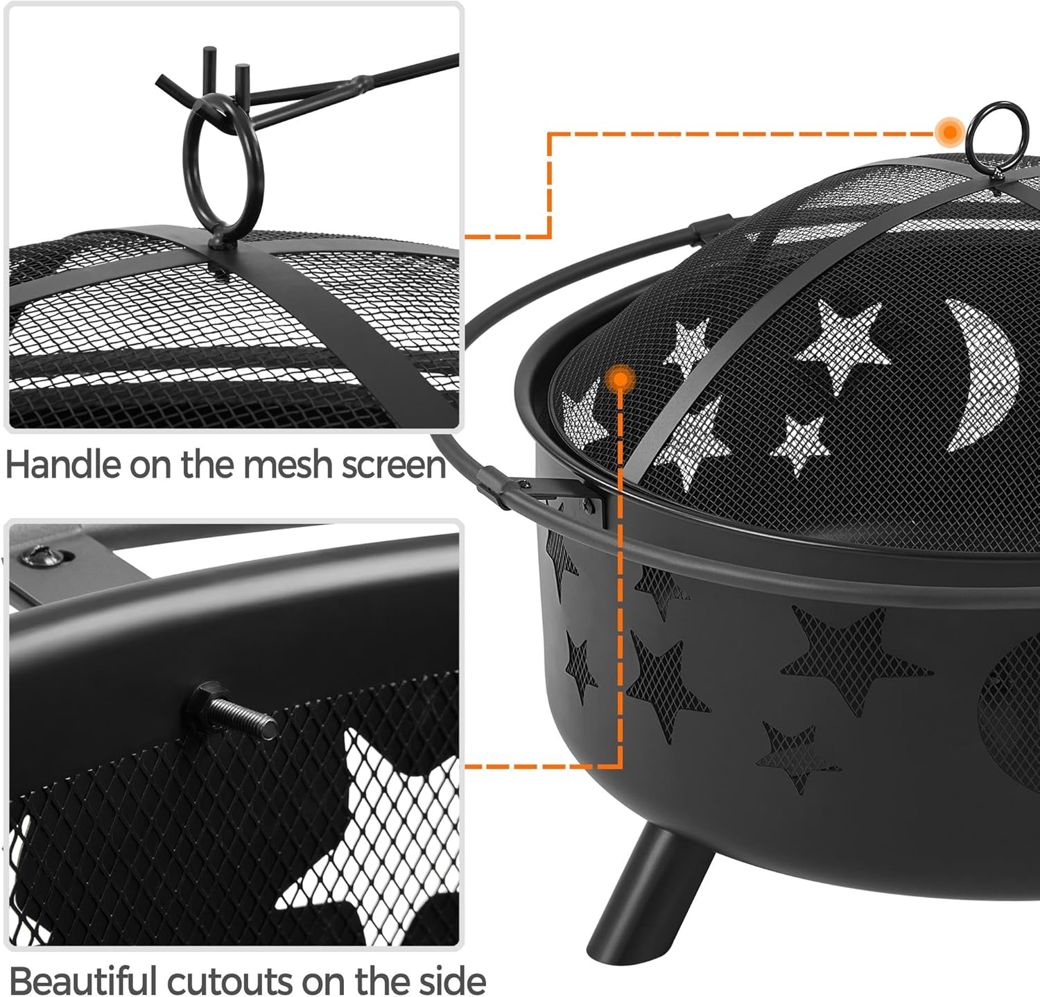 Yaheetech Fire Pit 30in Fire Pits for Outside Wood Burning Outdoor Fireplace with Spark Screen, Poker for Bonfire Patio Backyard Garden Picnic