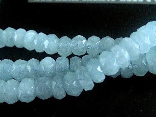 Aquamarine Faceted Rondelle, Luxe AAA, Gemstone Beads, Brides, Wholesale Beads 6x4mm Approx, 3 inch Strand