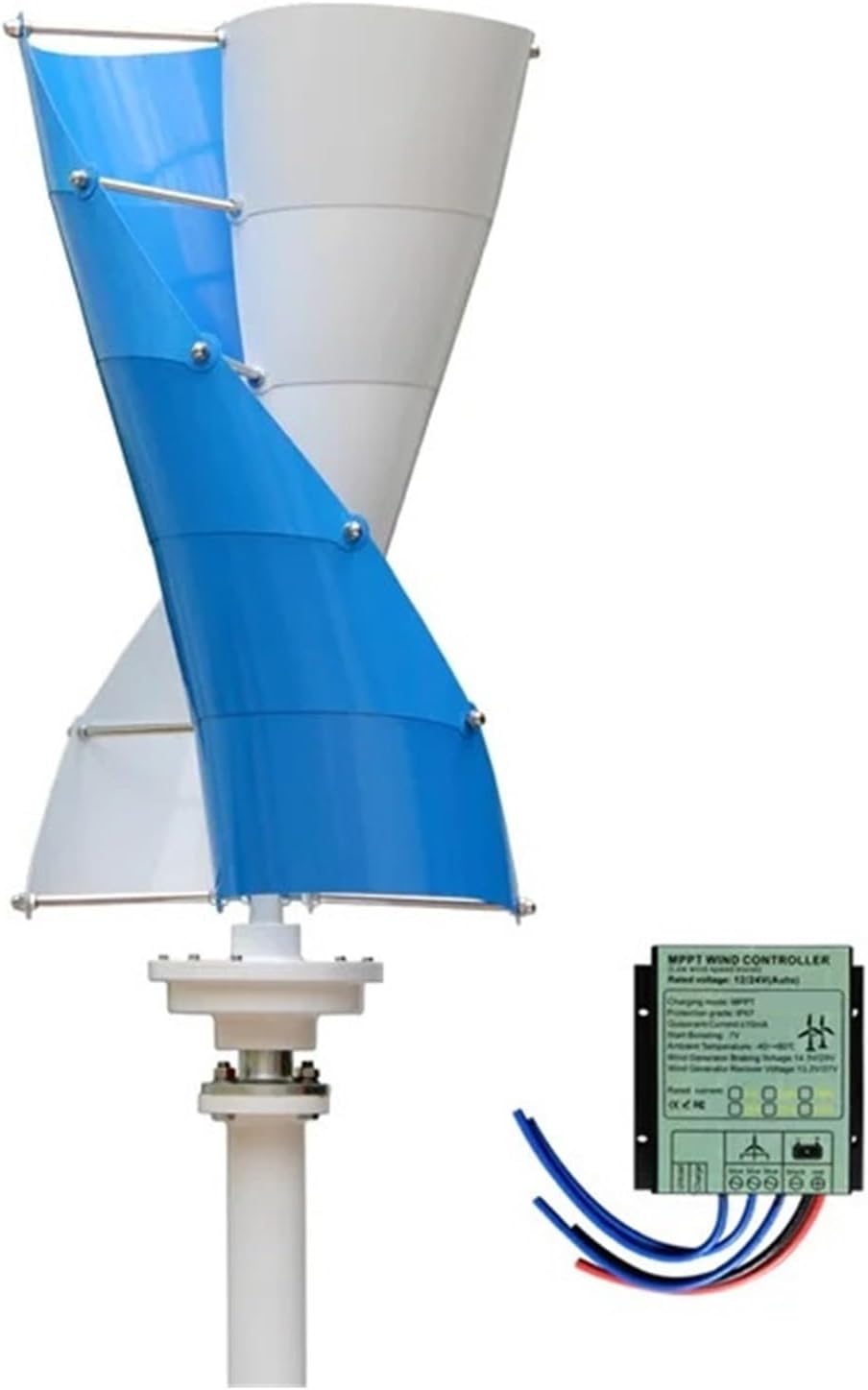 3000W Wind Vertical Turbine Generator Alternative Windmill 24V 48V MPPT Hybrid Controller for Home Use System Industrial Energy(with Controller,24V)