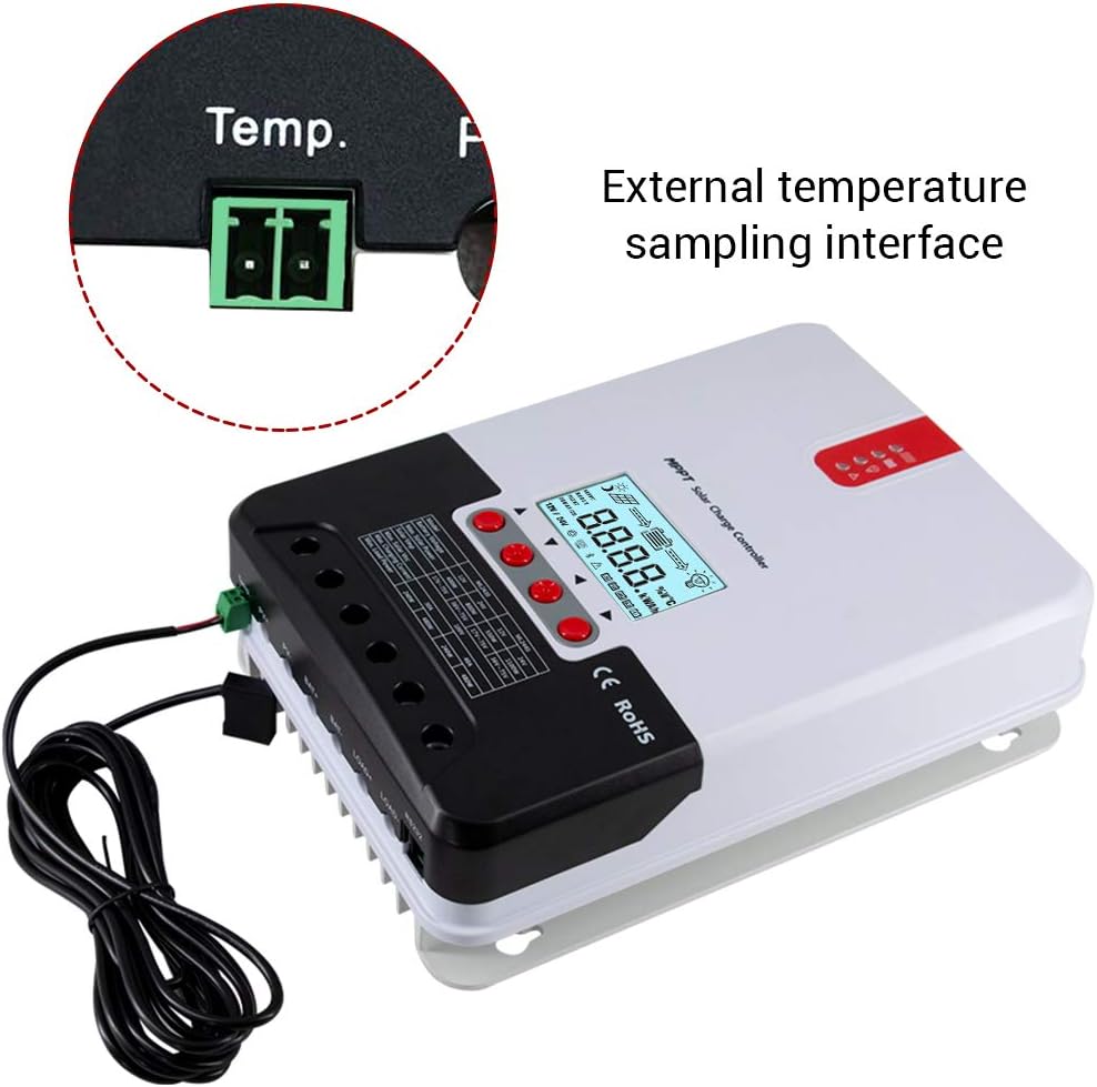 40A MPPT Solar Charge Controller Automatically Identifying 12V/24V Automatically Identifying Max.PV 100V Battery Charging Regulator with LCD Display
