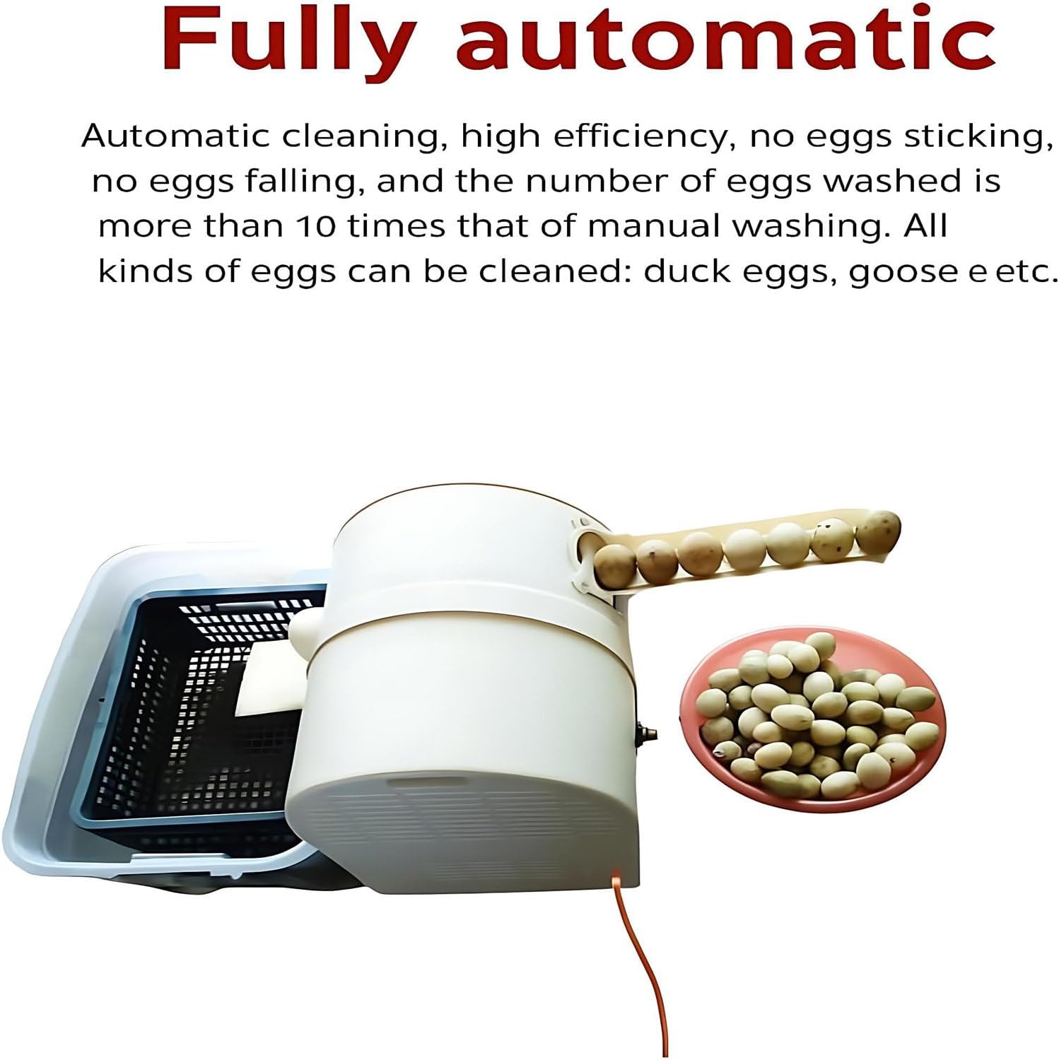 Automatic Egg Washer, Commercial Egg Cleaner System, 2,300 Eggs/H Chicken Duck Goose Egg Brushing Machine, Compact Egg Cleaning Brush Machine Tool